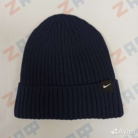 Шапка на флисе nike 9297, р. 55-60, тёмно-синяя