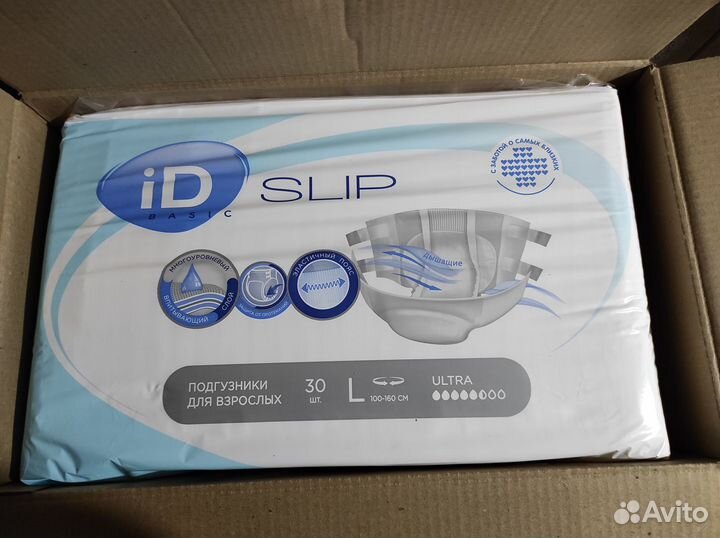 Подгузники для взрослых ID slip (L) 30 штук 5,5кап