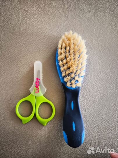 Расческа детская натуральная щетина,ножницы Lubby