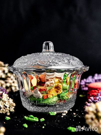 Сахарница с крышкой стекло