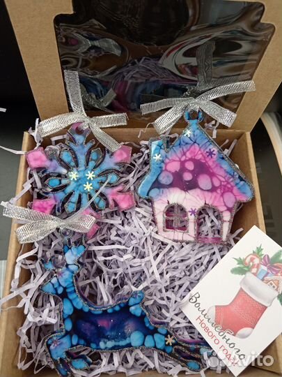 Наборы елочных игрушек из эпоксидной смолы