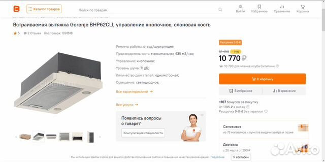 Вытяжка gorenje BHP62CL