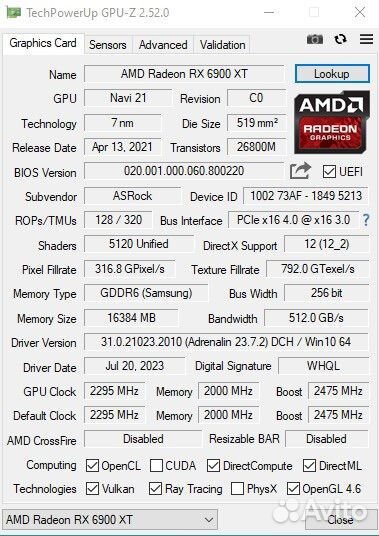 Asrock 6900 XT OC Formula 16GB