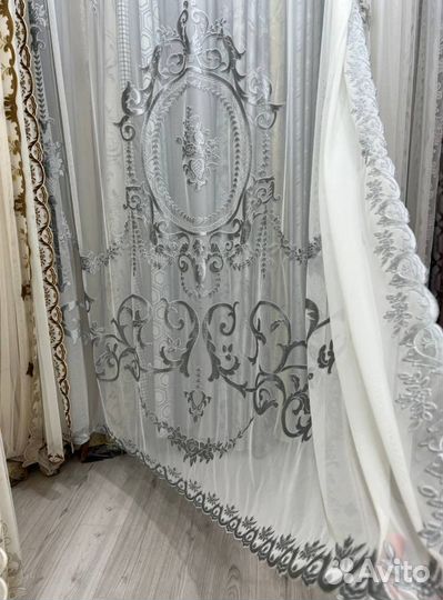 Тюль 3м + накидка новые, своя мастерская штор