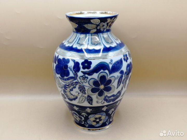 Ваза для цветов фарфор Цветы кобальт Сысерть