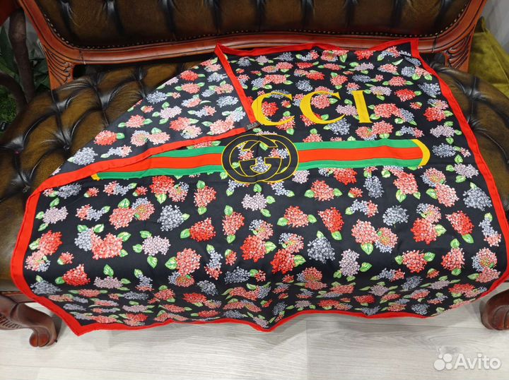 Платок шелковый 95см gucci италия