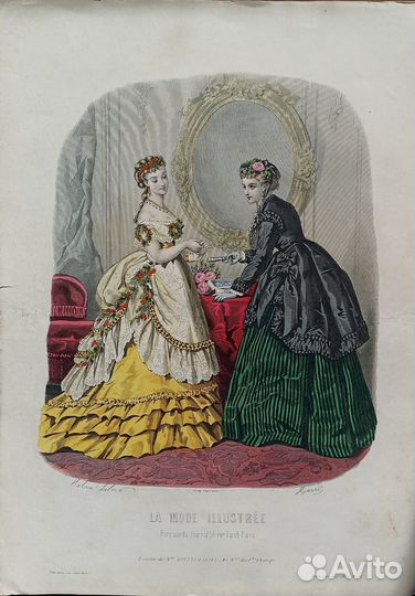 Антикварные иллюстрации Французская мода 1860