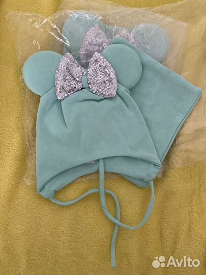 Шапка с ушками снуд для девочки новая