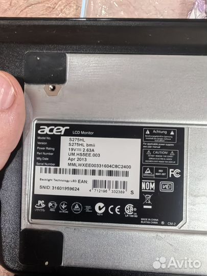 Монитор Acer 27 s275hl bmii