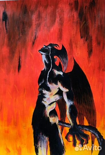 Рисунок акрил люцифер(devilman cry baby)