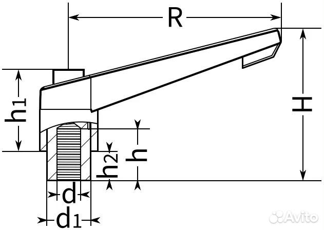 Ручка зажимная регул. 80хМ10 мм U34, черный