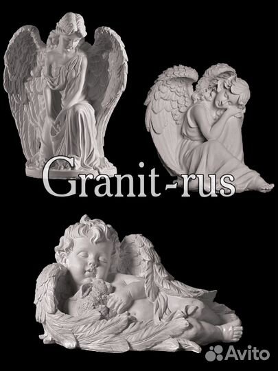 Скульптура ангела на могилу из литьевого мрамора