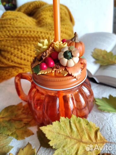 Осенняя баночка с декором/полимерная глина