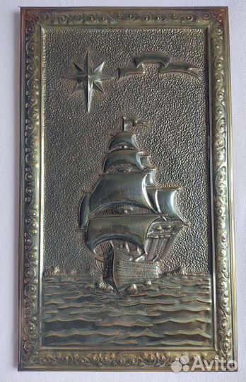 Корабль парусник чеканка СССР медь