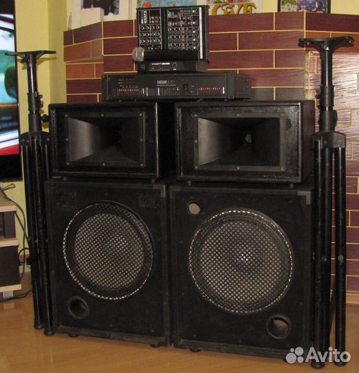 Колонки Pro 1100W Усилитель Микшер Микрофон Стойки