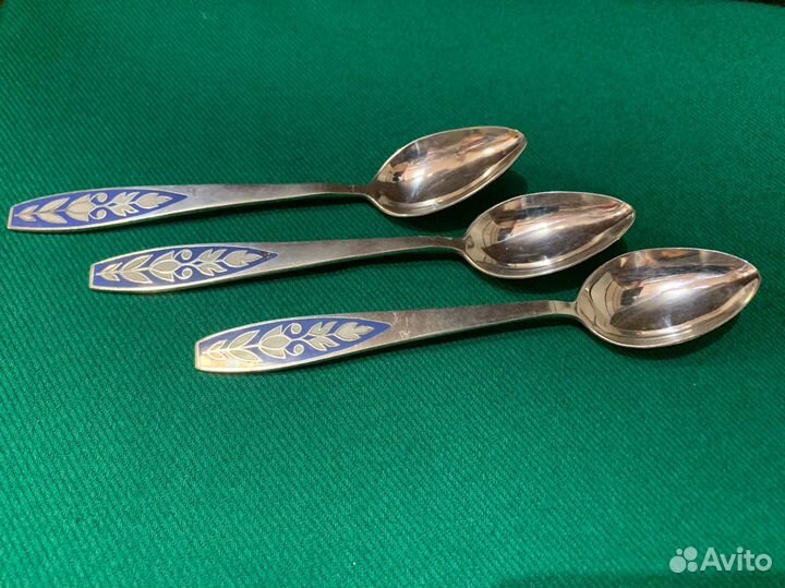 Чайные ложки СССР. Мельхиор/эмаль