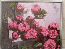 Картина маслом на холсте цветы, сакура