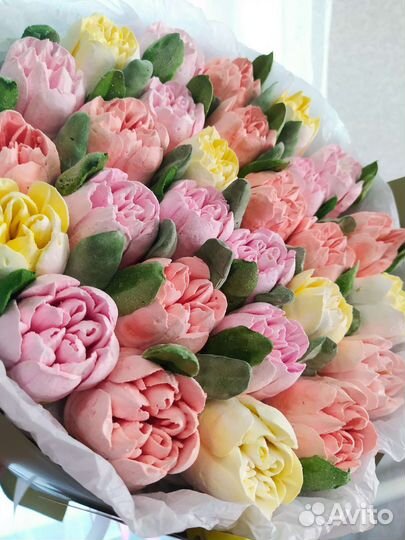 Зефирные цветы. Букеты из зефира. Зефирный тюльпан