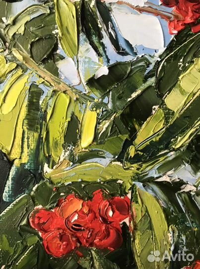 Картина маслом. Ветка рябины. 40х30