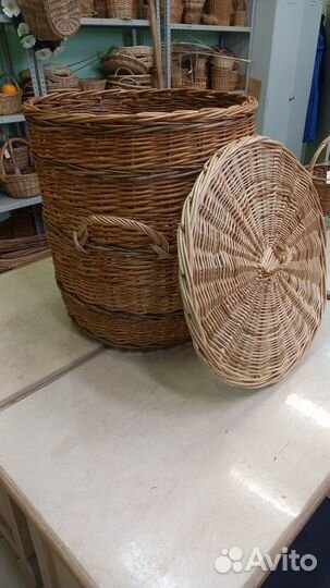 Плетёный круглый короб из натуральной лозы