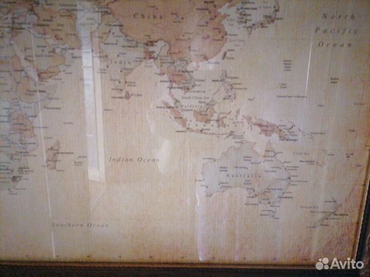 Карта 70 на 100 см багет стекло