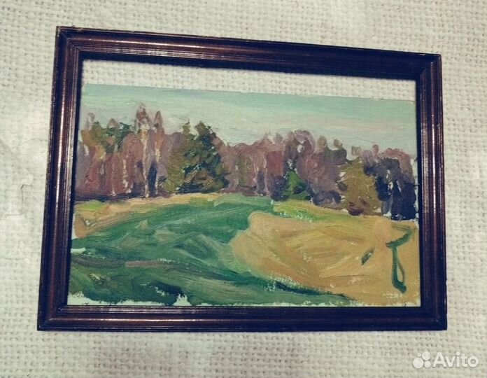 Серия картин 4 Пейзажи СССР масло картон живопись