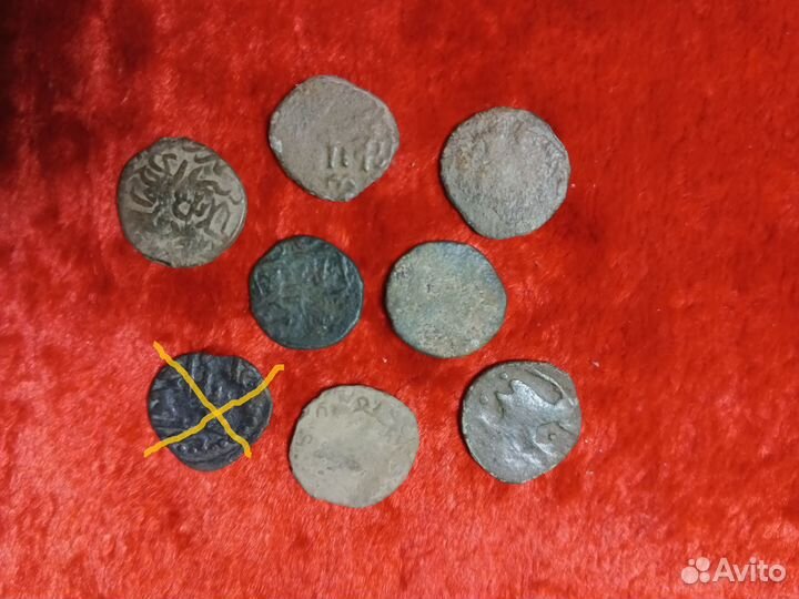 Клад 8 шт. Монеты Пуло(Пул) Золотая Орда 14-15 в