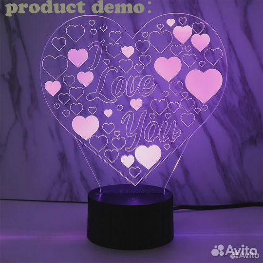 Лампа светодиодный ночник «love» 3D LED