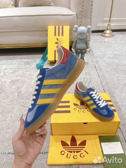 Adidas gazelle, прозрачная подошва, голубые С желт