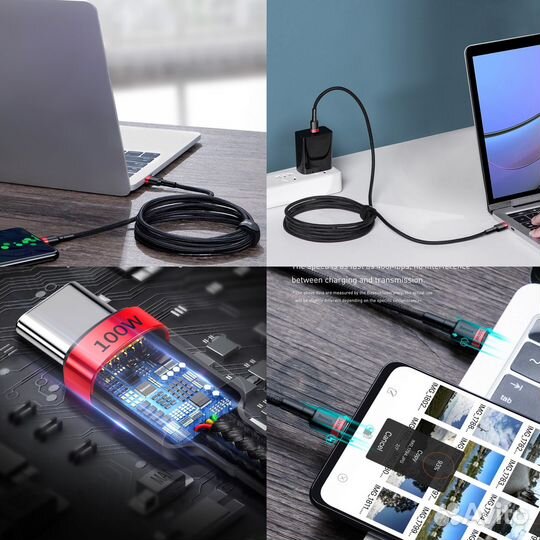 Кабель зарядный 100 Вт Type-C 200 см новый