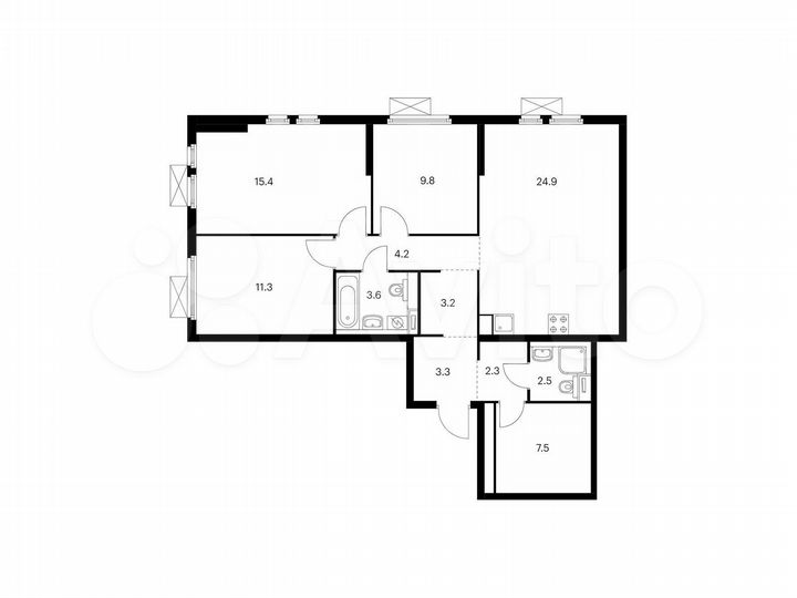 3-к. квартира, 88 м², 25/25 эт.