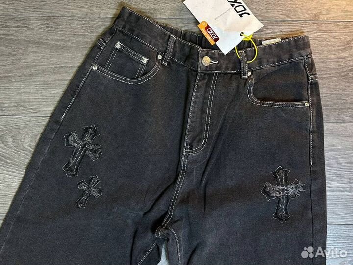 Джинсы в стиле chrome hearts