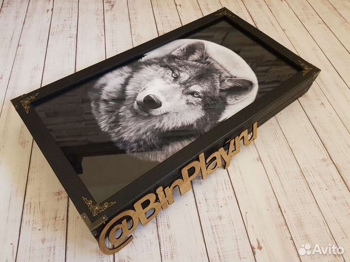 Нарды со стеклом Волк