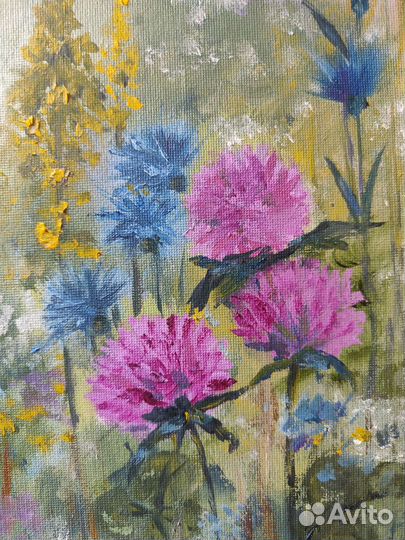 Картина маслом на холсте. Луг