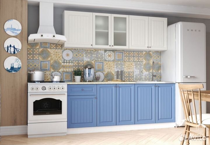 Кухня Хозяюшка Магнолия-деним мдф 2,0 м