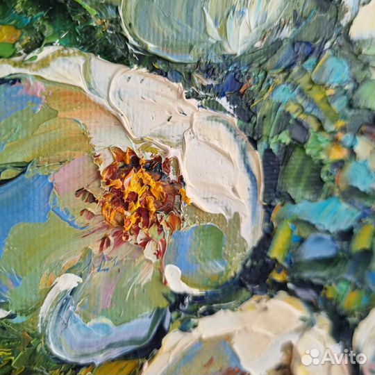 Картина маслом с цветами миниатюра цветы в вазе