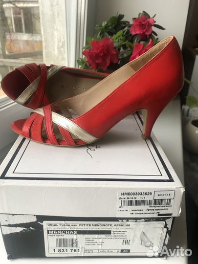 Женские туфли petite mendigote manchas 36 красные