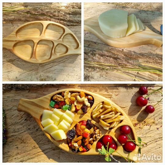 Деревянная тарелка менажница сервировочная