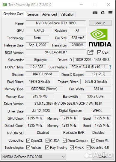 Видеокарта nvidia GeForce RTX 3090
