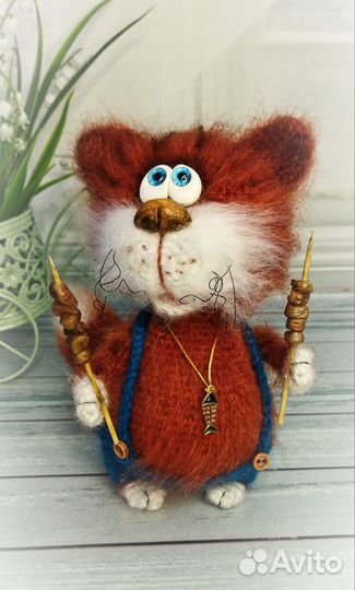 Вязанный Кот, игрушка интерьерная