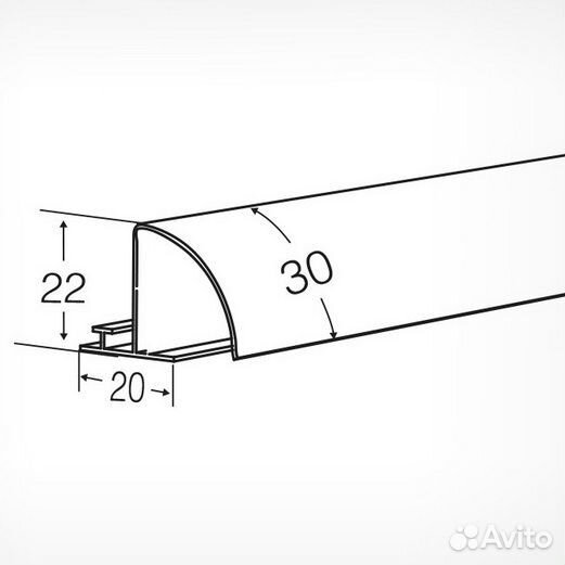 Профиль полочный закругленный PRO30 длина 1250мм