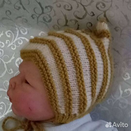 Шапочка-чепчик + пинетки для малышей