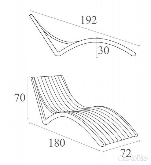 Шезлонг -лежак из стеклопластика Slim