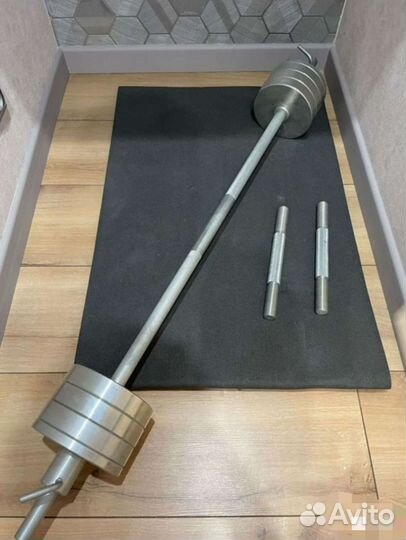 Штанга с блинами 60 кг + грифы гантели в подарок