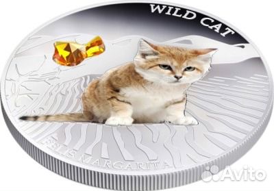 Монета Барханный кот серебро Фиджи 2013 год