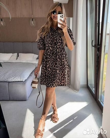 Платье женское леопард