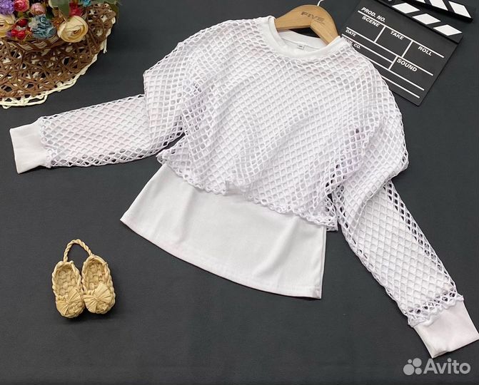 Двойка кофта+сетка для девочки, 134-152