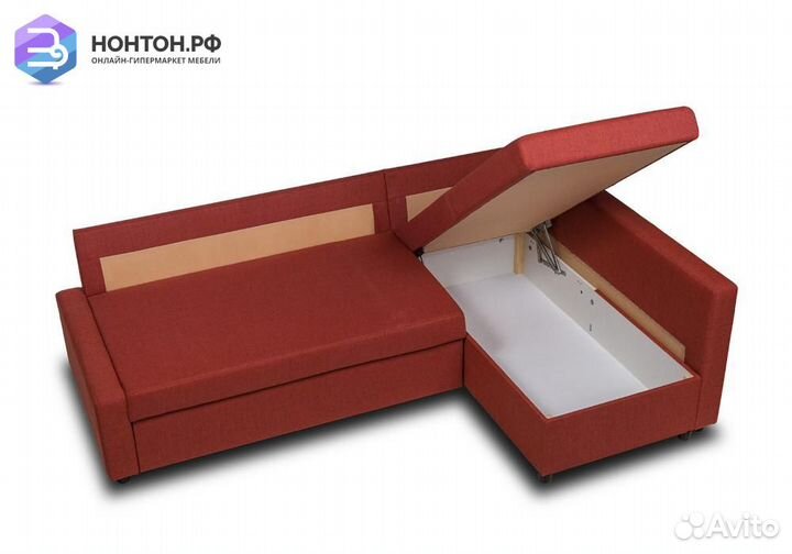 Диван угловой дельфин Поло терракотовый