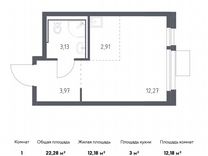 Квартира-студия, 22,3 м², 8/17 эт.