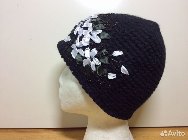 Эксклюзивная шапочка с лентами, р-р 54-57, арт 193